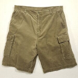 OP Corduroy Cargo Shorts Mens 38 Olive Ocean Pacific Cotton Flat Front Vintage